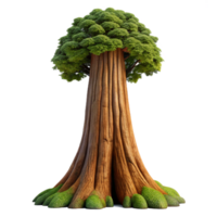 extraordinary modern A giant sequoia tree, its bark covered in moss and lichen, in a dimly lit forest, in a photorealistic style exclusive png