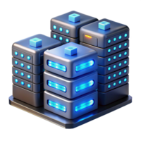 magnificent abstract A giant server farm, rows of blinking lights and humming machines, lit by cool blue server lights premium png