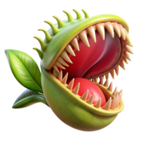 elegant traditional A close-up of a Venus flytrap, its jaws open, ready to snap shut, in macro photography style, with dramatic lighting authentic png