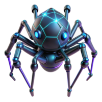 elegant classic A giant robotic spider weaving a web of glowing data streams, cyberpunk style, neon lighting high quality png