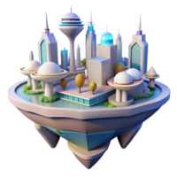 wonderful classic A floating city with interconnected platforms, futuristic architecture, bright sunlight, utopian setting high resolution png