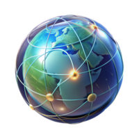 vibrant creative A holographic projection of the Earth, rotating slowly, displaying real-time data streams, lit by an internal glow high quality png