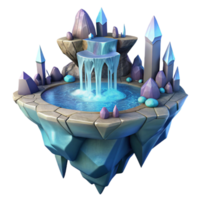 extraordinary creative A floating island with cascading waterfalls and crystal structures, ethereal lighting, fantasy art style, highly detailed detailed png