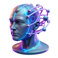 elegant rustic A transparent human head filled with swirling digital data streams, biopunk style, neon lighting high resolution png
