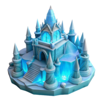 wonderful artistic An intricate ice palace, carved from a glacier, ethereal blue lighting, fantasy setting high quality png