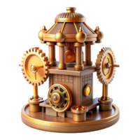 dramatic traditional An intricate clockwork tower, steampunk style, gears and cogs visible, warm lighting, fantasy setting genuine png