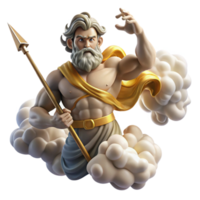 straordinario contemporaneo un' potente Zeus lanciare un' fulmine a partire dal montare Olimpo, nuvole vorticoso in giro lui, reso nel un' dinamico Rinascimento stile autentico png