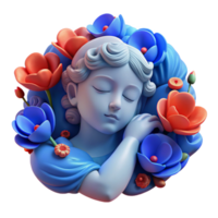 impressive creative A sleeping Hypnos surrounded by poppies, dreamlike blue lighting, Art Nouveau style high resolution png