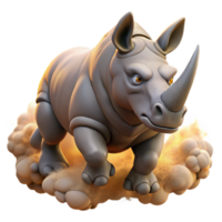 magnificent abstract A powerful rhinoceros charging through the savanna, dust clouds billowing, dynamic and dramatic style authentic png