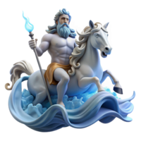 extraordinary rustic Poseidon commanding a storm-tossed sea from his chariot pulled by hippocamps, waves crashing around him, lightning illuminating the scene, Romantic style authentic png
