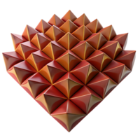 magnificent contemporary A field of tessellated triangles in shades of deep red and ochre, with a textured, impasto surface, lit by a warm, directional light detailed png