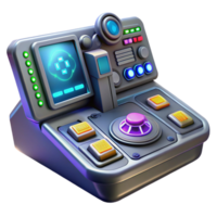 impressive contemporary A futuristic control panel with glowing buttons and displays, complex interface, sci-fi movie prop style exclusive png