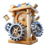 wonderful traditional Deconstructed clock tower, fragmented gears and dials, surreal, 4K png