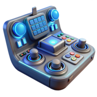 vibrant minimalist A futuristic control panel with glowing buttons and displays, complex and intricate design, lit by a soft, blue light premium png