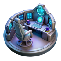 impressive artistic A spaceship cockpit with holographic controls, futuristic and complex, dim lighting professional png