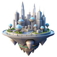 serene artistic A floating city with interconnected platforms, futuristic architecture, bright sunlight, utopian setting high resolution png