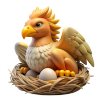 beautiful vintage A griffin protecting its nest, soft and protective, realism style premium png