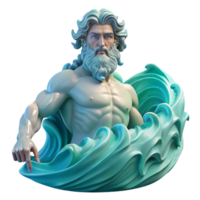 impressive minimalist Poseidon, God of the Sea, commanding a colossal wave, sunlight filtering through the water, baroque painting style 4K png