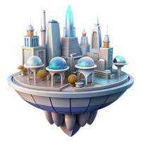 wonderful creative A floating city with interconnected platforms, futuristic architecture, bright sunlight, utopian setting authentic png
