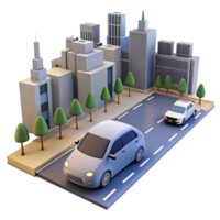 serene abstract A self-driving car navigating a busy city street, realistic rendering, photorealistic style high resolution png