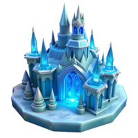 wonderful minimalist An elaborate ice castle, intricate details, glowing blue light, winter wonderland authentic png