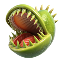 dramatic artistic A close-up of a Venus flytrap, its jaws open, ready to snap shut, in macro photography style, with dramatic lighting authentic png