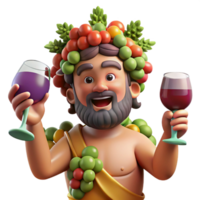 wonderful traditional A drunken Dionysus surrounded by revelers, grapes and wine overflowing, painted in a vibrant Impressionist style detailed png