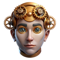 magnificent traditional Portrait of a face constructed from clockwork gears, steampunk lighting authentic png