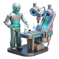 impressive traditional A robotic surgeon performing a complex operation, intricate instruments and holographic displays, lit by surgical lights genuine png