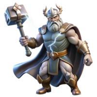 vibrant artistic The Norse god Thor summoning a thunderstorm, lightning crackling around his hammer, dramatic lighting, painted in the style of Frank Frazetta genuine png