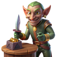 vibrant artistic A mischievous imp stealing a jeweled dagger, dimly lit tavern setting, Caravaggio style authentic png