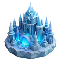vibrant minimalist An intricate ice palace, carved from a glacier, ethereal blue lighting, fantasy setting high quality png