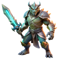 wonderful vintage A fierce dragonborn warrior wielding a glowing rune-etched sword, dramatic chiaroscuro lighting, realistic style original png