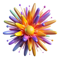beautiful artistic A dynamic explosion of colorful particles, emanating from a central point, lit by a strobe light, abstract expressionism high quality png