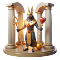 impressive rustic Anubis weighing a heart against a feather in the Hall of Judgment, bathed in the golden light of the afterlife, painted in an ancient Egyptian style detailed png