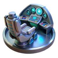 wonderful contemporary A spaceship cockpit with holographic controls, futuristic and complex, dim lighting professional png