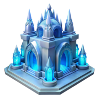 serene artistic An ice palace with intricate carvings, cool blue light, Art Deco style, high resolution png