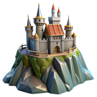 wonderful abstract A medieval castle perched on a mountaintop, fortified walls, dramatic lighting, fantasy setting high quality png