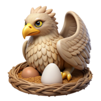 vibrant vintage A griffin protecting its nest, soft and protective, realism style high quality png