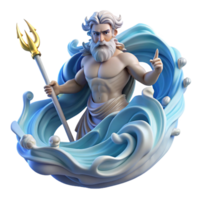 wonderful modern The Greek god Poseidon, wielding his trident, commanding a raging sea filled with swirling whirlpools and crashing waves, baroque style, dynamic lighting, high resolution png