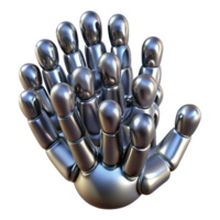 stunning rustic A swarm of nanobots forming the shape of a human hand, metallic texture, bright studio lighting high resolution png