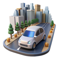 wonderful abstract A self-driving car navigating a busy city street, realistic rendering, photorealistic style 4K png
