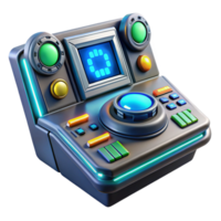 serene vintage A futuristic control panel with glowing buttons and displays, complex interface, sci-fi movie prop style professional png