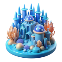 elegant minimalist An underwater city, bioluminescent coral structures, soft blue light, dreamlike, surreal style 4K png