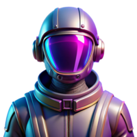 beautiful abstract Portrait of a futuristic astronaut with a reflective visor, glowing neon accents on their suit, synthwave style premium png
