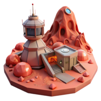 impressive contemporary A desolate, Martian landscape with a futuristic research outpost, harsh red light, sci-fi, photorealistic, genuine png