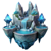 wonderful classic A floating island with cascading waterfalls and crystal structures, ethereal lighting, fantasy art style, highly detailed 4K png