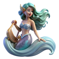 stunning modern A beautiful siren luring sailors with her enchanting song, ocean waves, twilight lighting, Pre-Raphaelite style exclusive png