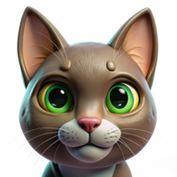 wonderful classic Portrait of a cat with emerald green eyes, a curious expression, close-up, studio lighting, hyperrealistic style exclusive png