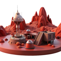 extraordinary modern A desolate, Martian landscape with a futuristic research outpost, harsh red light, sci-fi, photorealistic, high resolution png